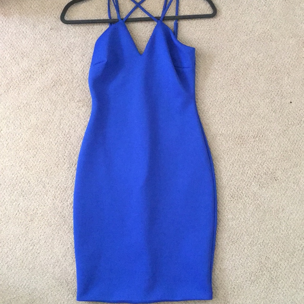 Blue body con dress